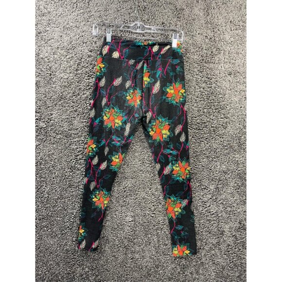 Lularoe Womens Leggings One Size Fits All Black and Neon Floral RN #142161 - Picture 2 of 13